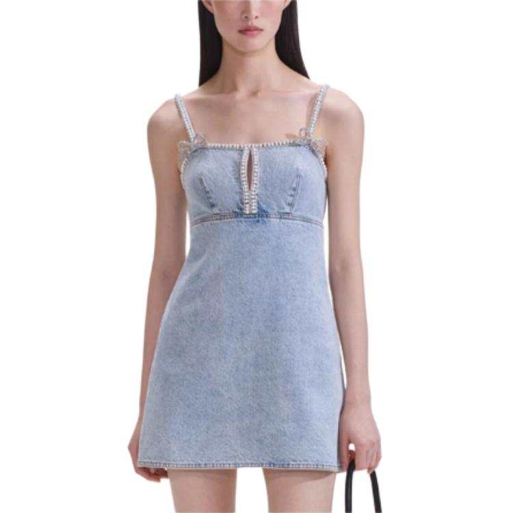 Self-portrait Self portrait Slip Dress Women's Light Denim Blue
