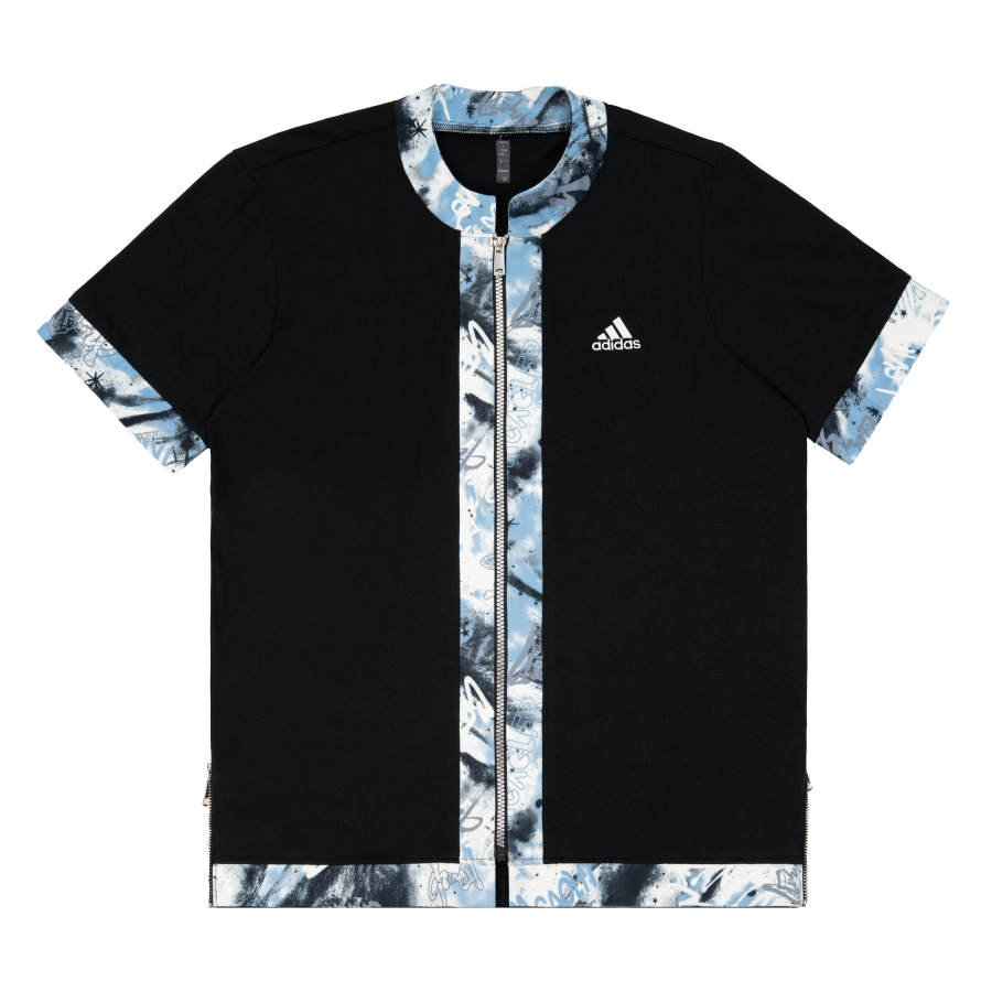 Adidas Adidas T Shirts Unisex Black Stand Collar Moderate Straight Fit