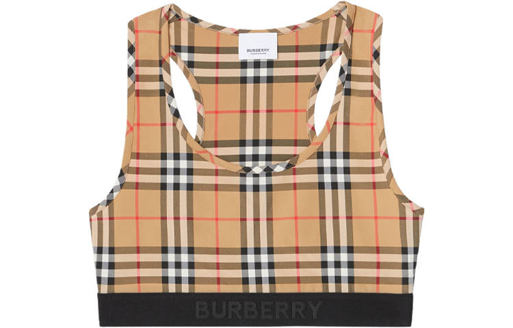Burberry Logo Detail Vintage Check Bra Top 'Archive Beige'