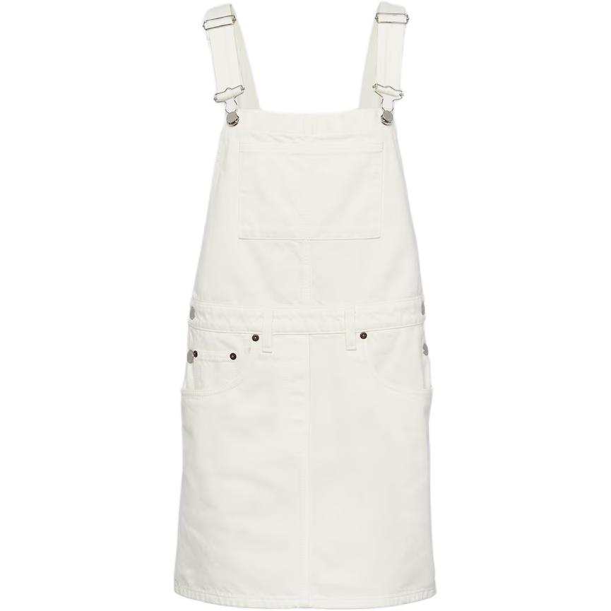 PRADA PRADA Triangle-Logo Denim Overall Mini-Dress