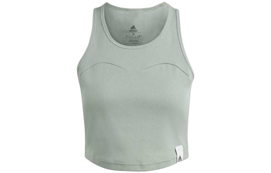 Adidas Adidas Lounge Sleeveless Sports Shirts Women's Silver Green Other