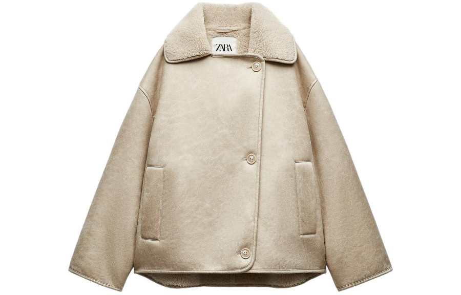 ZARA Jackets & Coats Women's Beige