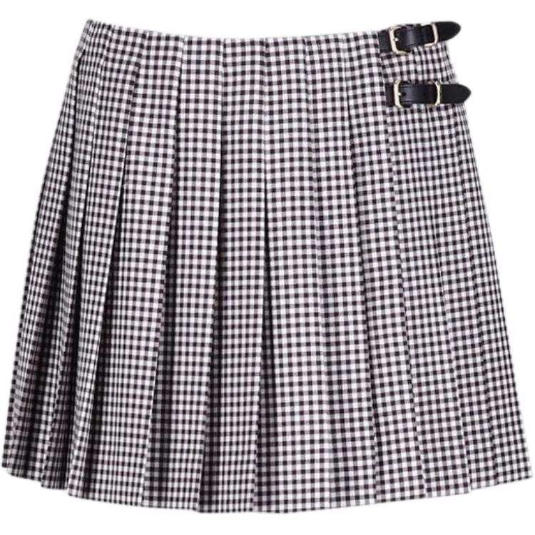 MIU MIU Plaid Pleated Mini Skirt