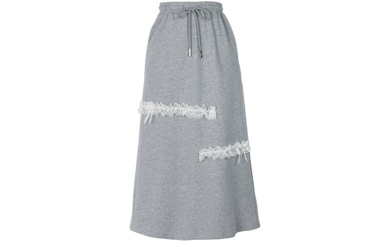SNBL Casual Long Skirts Women's Gray Moderate Mid Length A Line Skirt
