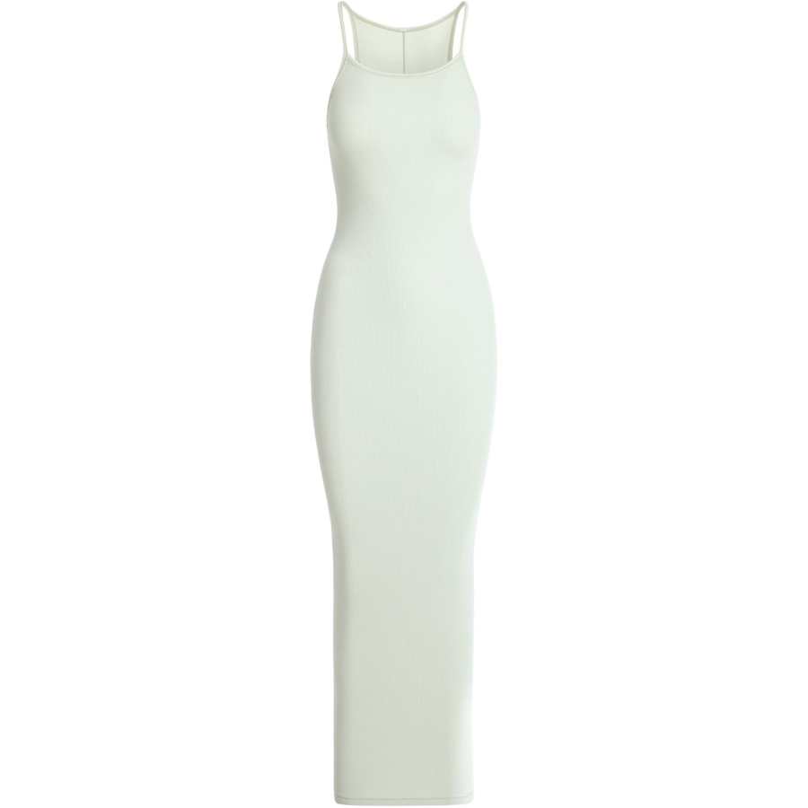 Skims SS25 COTTON RIB LONG CAMI DRESS Slip Dress Women's Spearmint/Spearmint