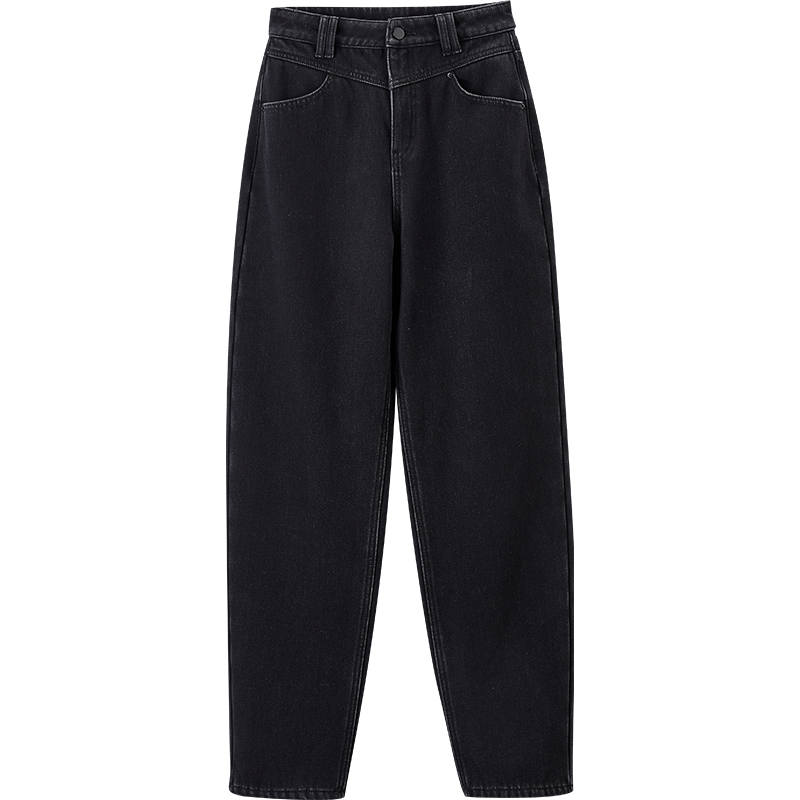 XIANGYING Fleece Lined High Rise Dad Pants Pear Shaped Fitted Slimming Pants Jeans Women's Gray