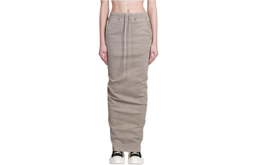 Rick Owens DRKSHDW SS24 Casual Long Skirt Women's Gray