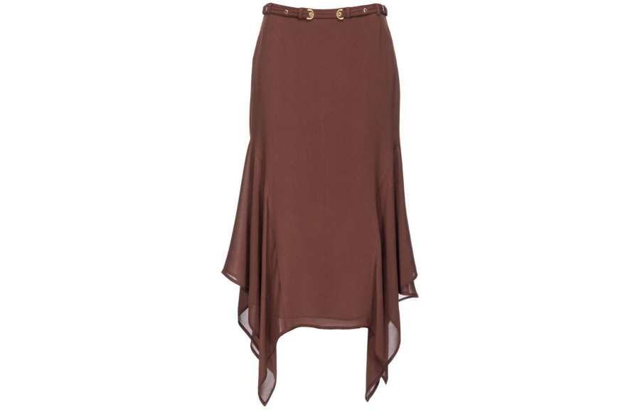 PINKO Belted Asymmetric Midi Skirt