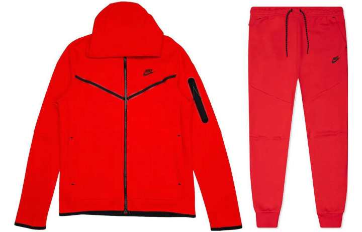 Nike Nike Sportswear Tech Fleece Full Zip Hoodie & Joggers Set University Red