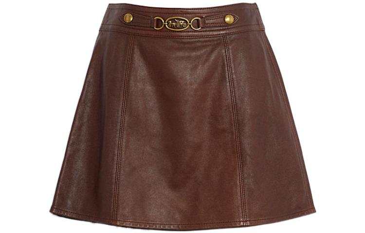 COACH COACH Leather Short Skirts Women's Brown