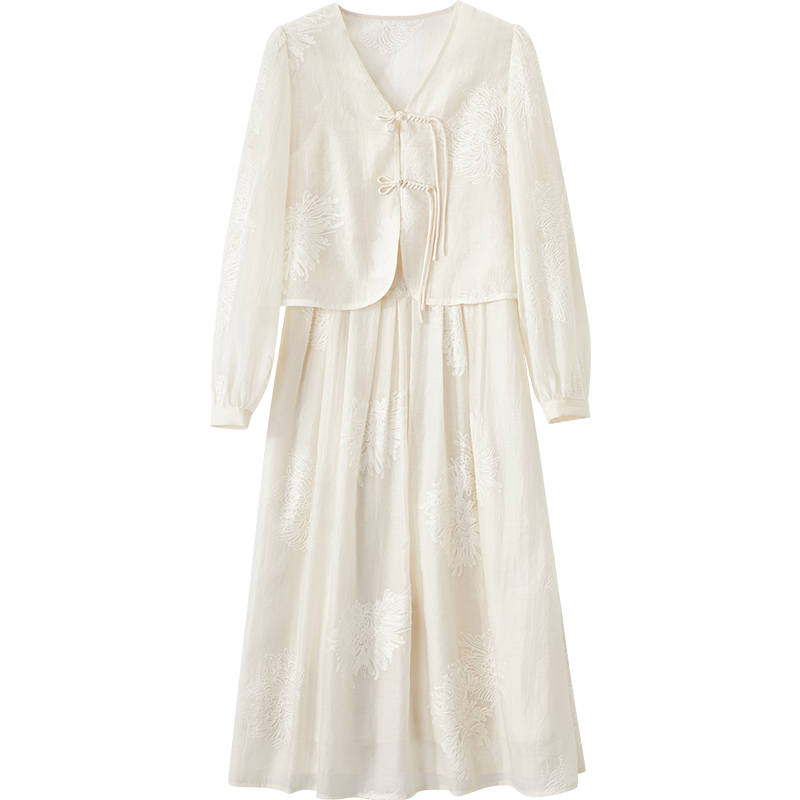 XIANGYING Skirt Set Women's Beige