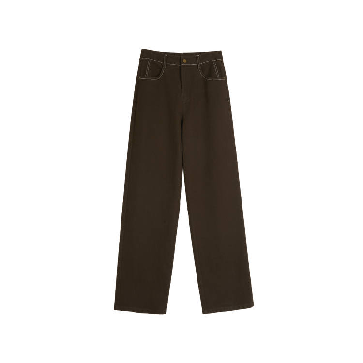 ELLE Jeans Women's Coffee Moderate Straight Fit Pants