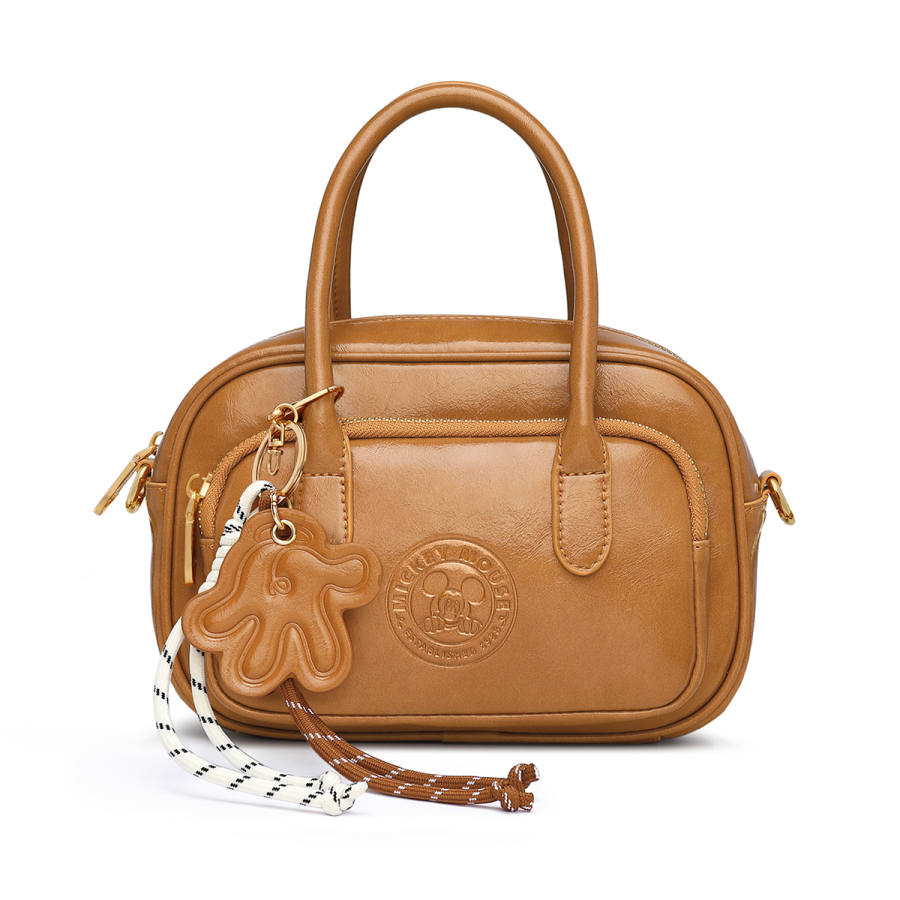 Disney Mickey Mouse Pu Handbag, Crossbody Bag Women's Brown/Pink/Ecru