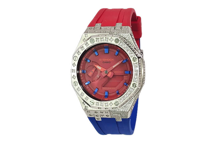 CASIO CASIO Custom Collection Electronic Movement Fluoroelastomer Strap Watch Men's Watches Red Watch Dial