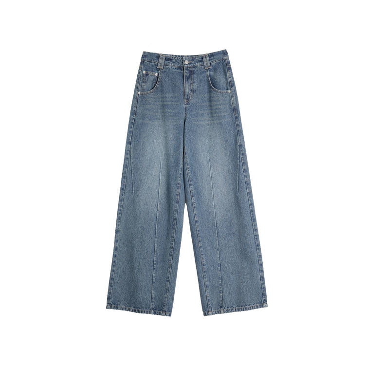 ELLE Jeans Women's Denim Blue Thickened Wide Leg Pants