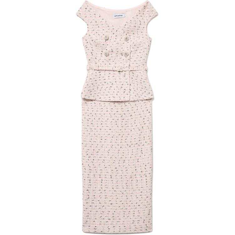 Self-portrait Self portrait Sleeveless Dress Women's Red Pink Mixed Color