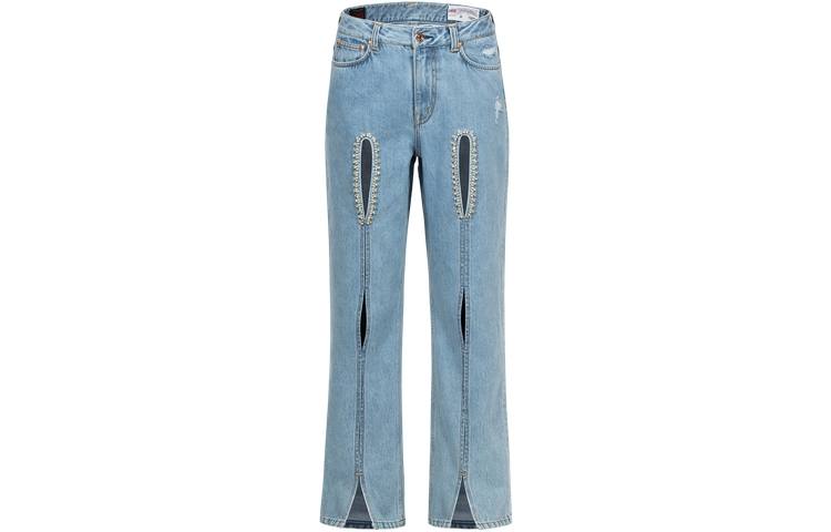 EVISU Jeans Women's Denim Blue Moderate Ripped Pants