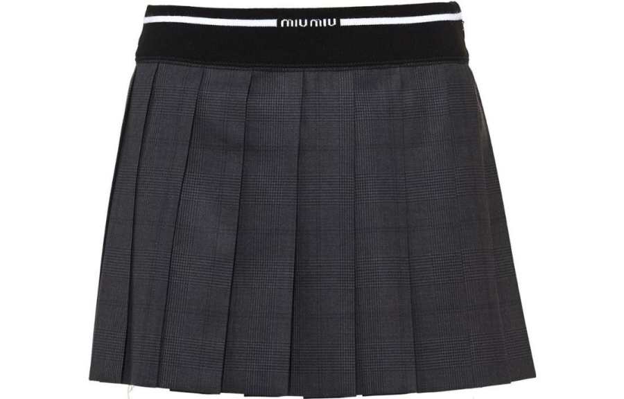 MIU MIU Glen Plaid check Pleated Mini Skirt