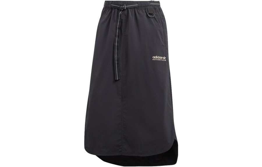 Adidas Originals Casual Long Skirts Women's Black Moderate Mid Length A Line Skirt