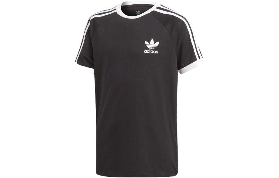 Adidas Originals Shamrock Retro Stripes T Shirt Black Kids'