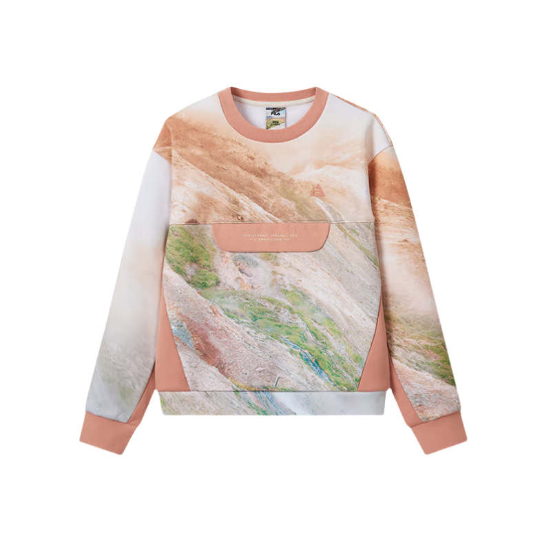 FILA KIDS x BBC Earth Sweatshirt PERFORMANCE Collection, Fleece Lined Thermal Pullover Umber/Green Teenagers