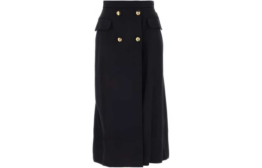 Alexander McQueen Pleated Button Detailed Midi Skirt