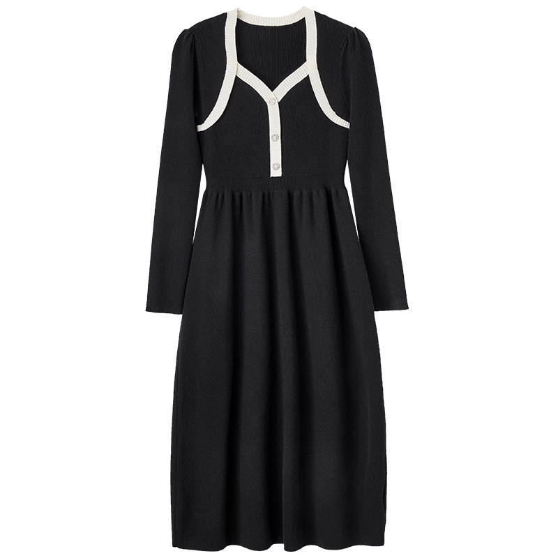 XIANGYING Long Sleeved Dress Women's Black