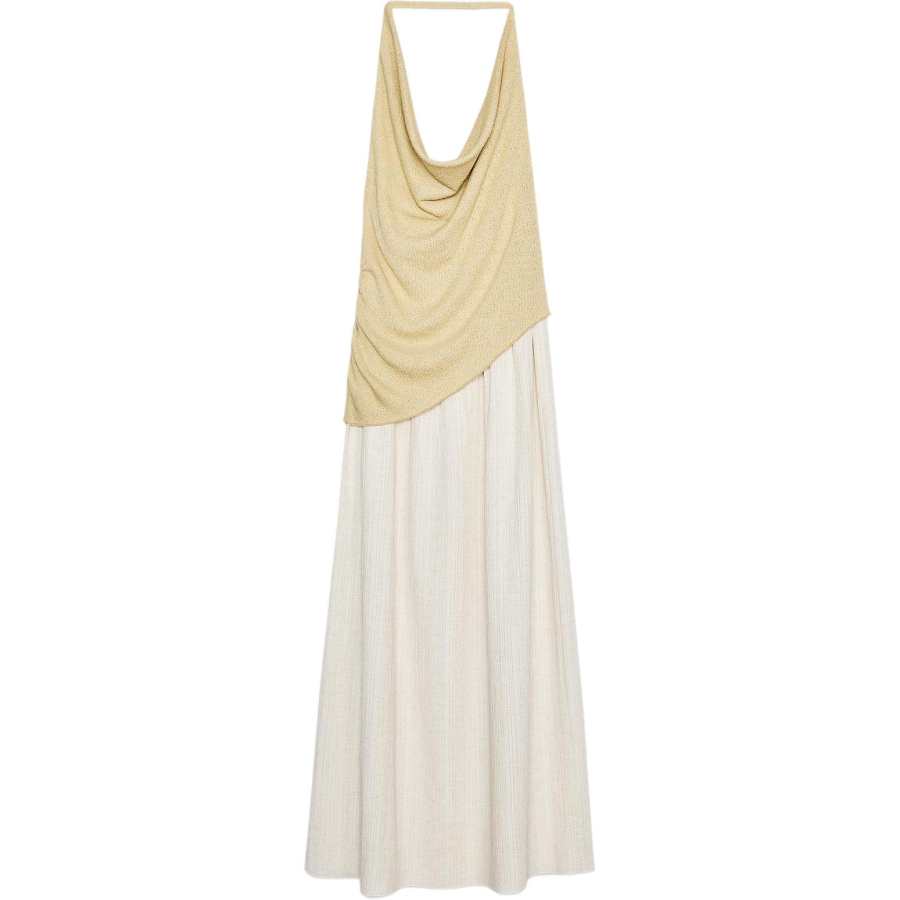 ZARA Slip Dresses Women's Beige Halter Moderate