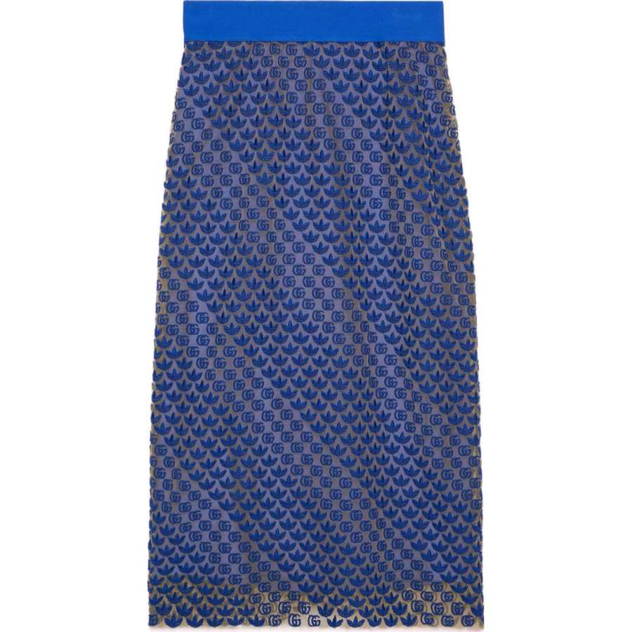 GUCCI x Adidas Originals SS22 Collaboration Casual Long Skirt Women's Blue