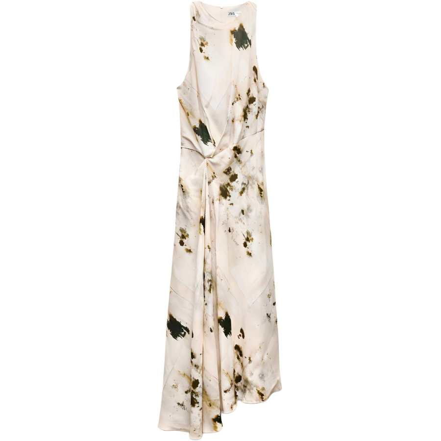 ZARA Sleeveless Dress Women's Nude Black