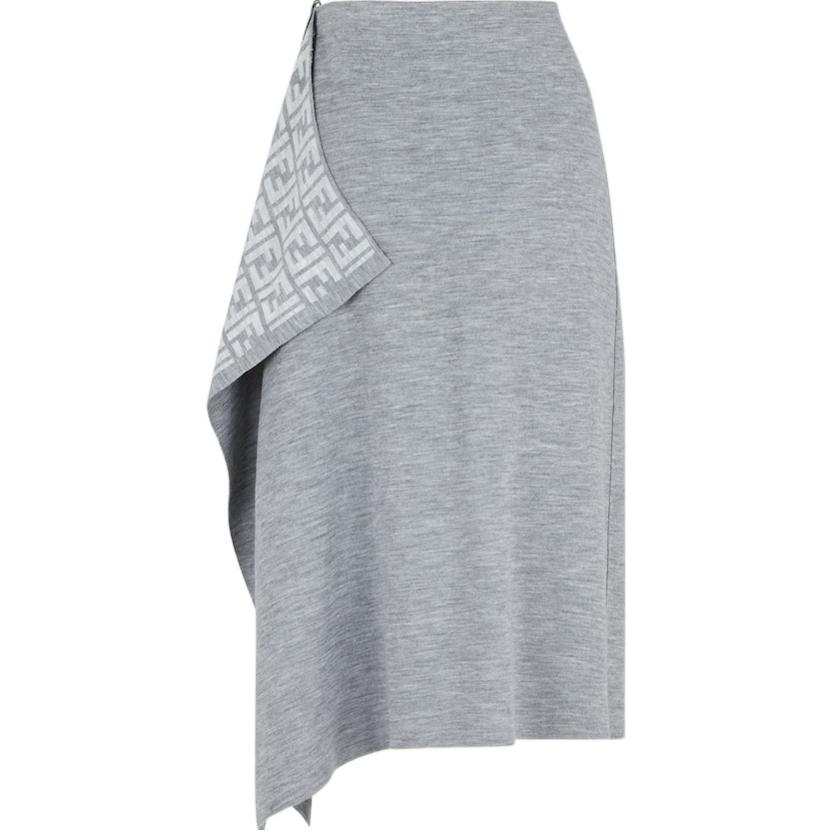 FENDI Asymmetrical Hem Midi Skirt