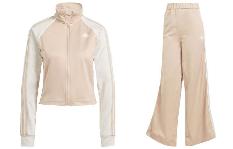 Adidas Adidas Teamsport Track Suit Casual Suit Women's Beige