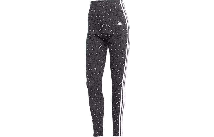 Adidas Adidas Essentials 3 Stripes Animal Print Leggings Sports Pants Women's Black