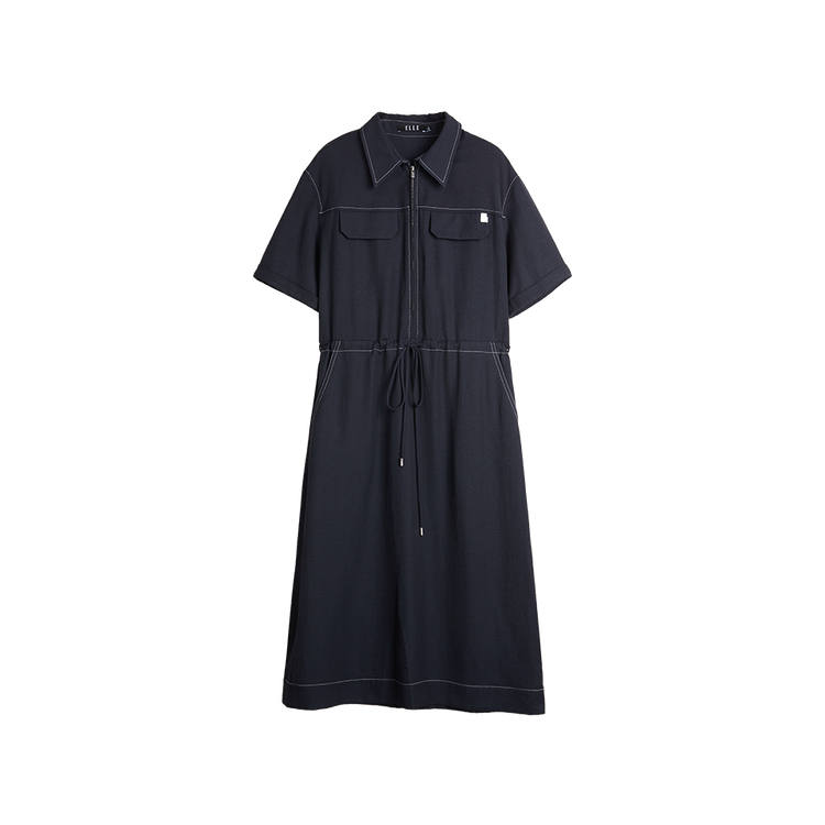 ELLE Short Sleeved Dress Women's Navy Blue