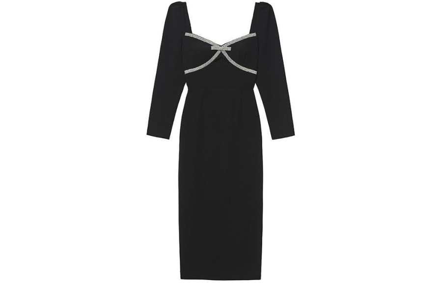 Self-portrait Self portrait Long Sleeved Dress Women's Classic Black