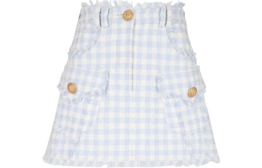 BALMAIN BALMAIN Gingham Tweed A Line Skirt