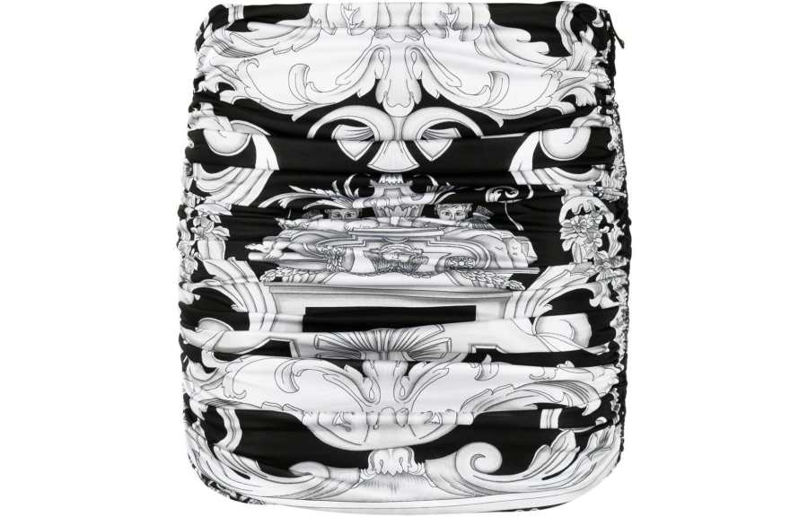 VERSACE VERSACE Graphic Printed Ruched Mini Skirt