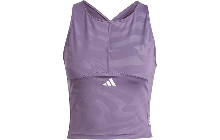 Adidas Adidas Techfit Printed Crop Training Tank Top Sport Vests Women's Purple