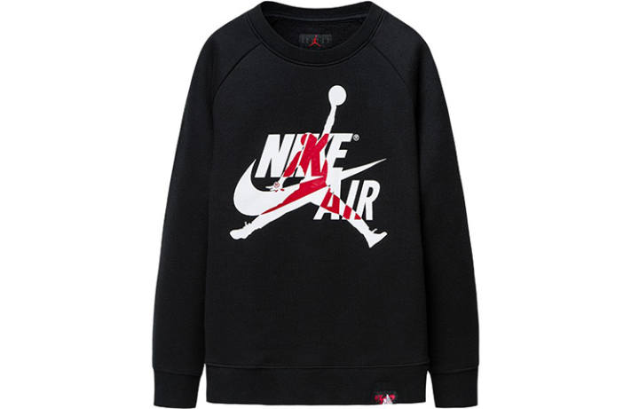 Jordan Jordan Sweatshirt Fleece Lined Thermal Crew Neck Logo Pullover Jet Black Kids'