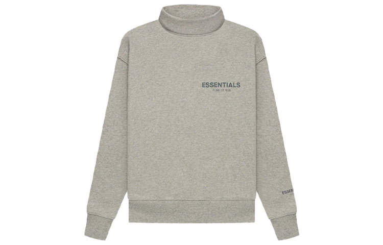Fear Of God Essentials Sweatshirt FW21 Kids Pullover Mockneck Dark Heather Oatmeal Deep Oat Grey Kids'