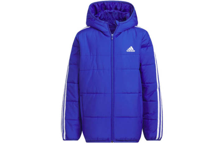 Adidas Adidas 3 Stripes Padded Jacket Semi Fluorescent Blue Teenagers