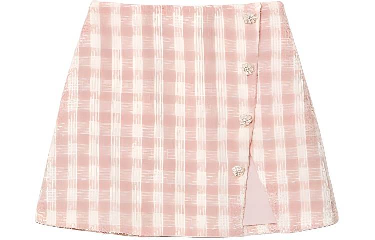 Self-portrait Self portrait Casual Short Skirts Women's Red And Pink Plaid
