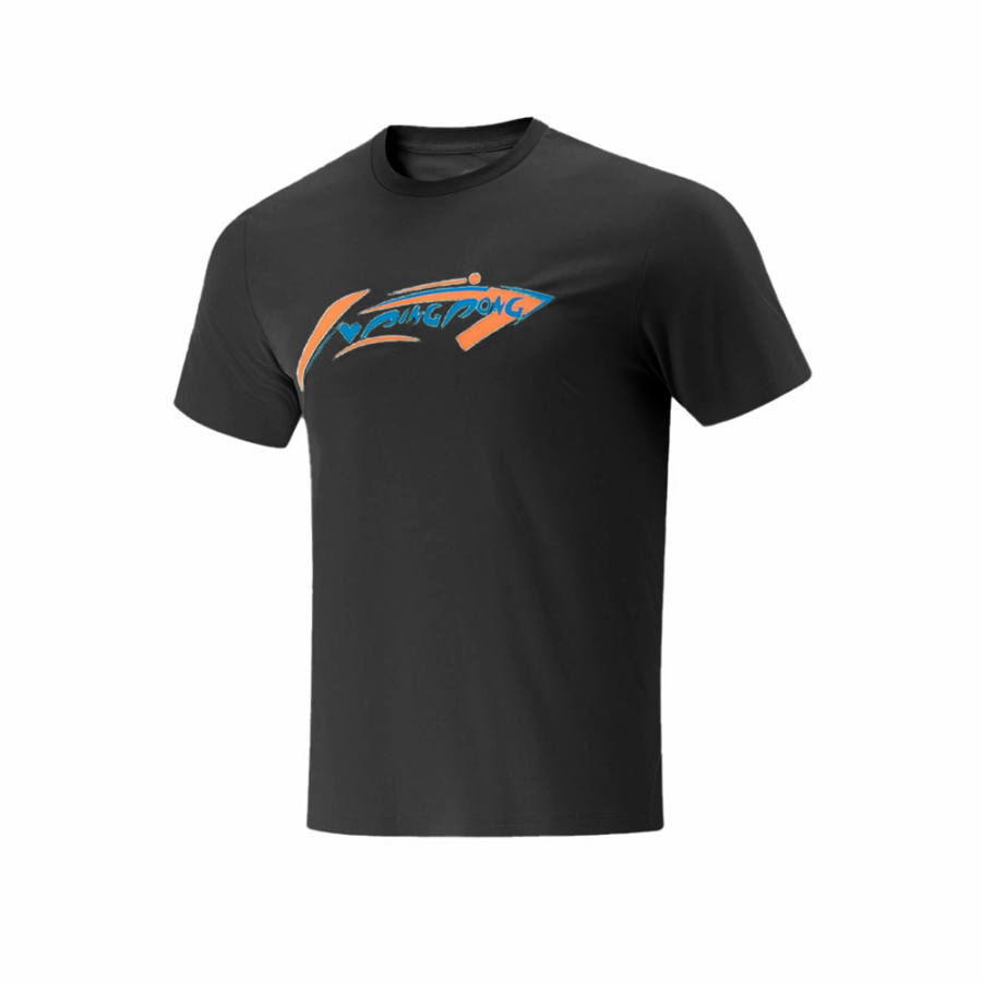 Li-Ning Li Ning T Shirts Unisex Black Crew Neck Straight Fit