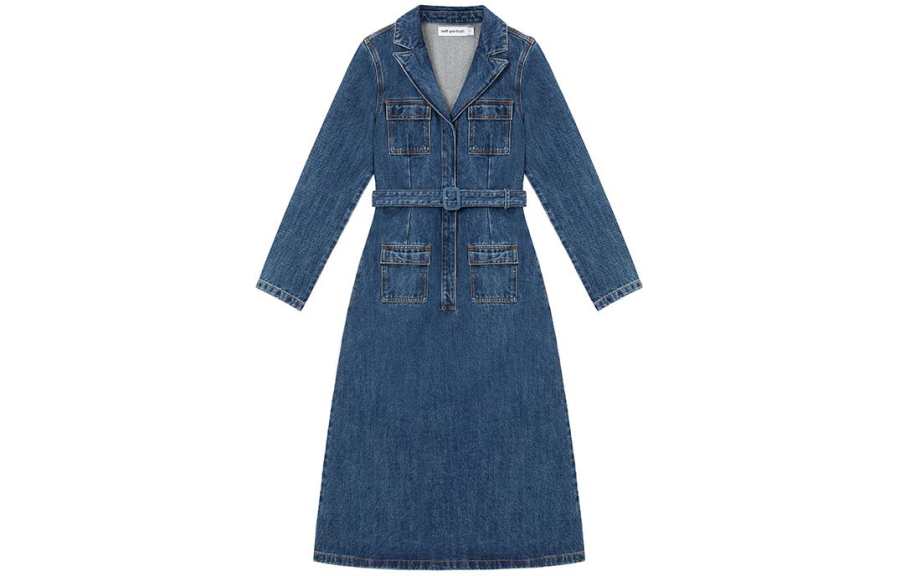 Self-portrait Self portrait Long Sleeved Dress Women's Denim Blue