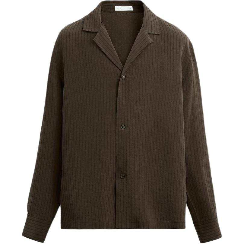 ZARA Shirts Men's Brown Lapel Moderate