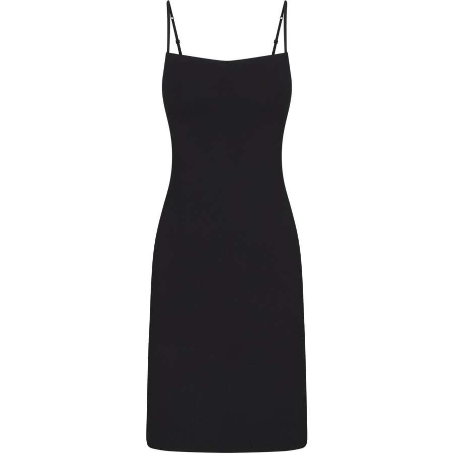 Skims SS25 SMOOTH LAYERS MIDI DRESS Slip Dress Women's Obsidian/Obsidian Color