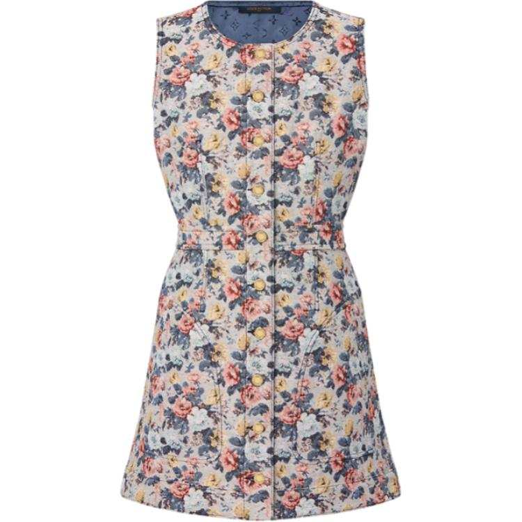 LOUIS VUITTON Lv Floral Jacquard A Line Dress