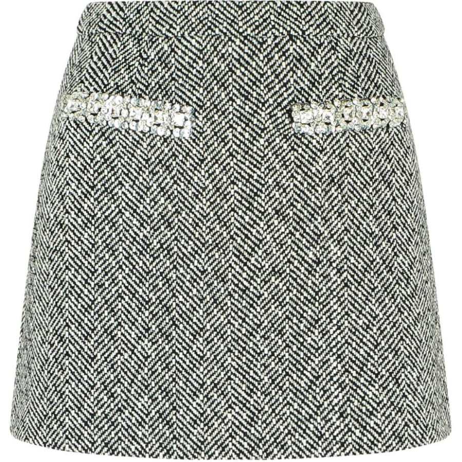 Self-portrait Herringbone Embellished Skirt