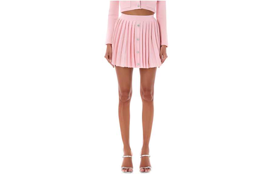 Self-portrait Self Portrait Casual Short Skirts Women's Pink Moderate Short Pleated Skirt