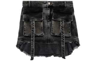 Blumarine asymmetric denim cargo skirt
